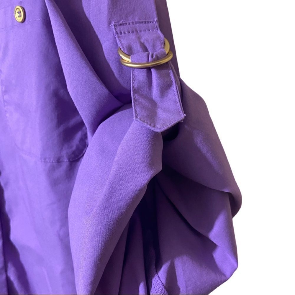 Susan Graver Purple Long Sleeve Button Down - Picture 5 of 7